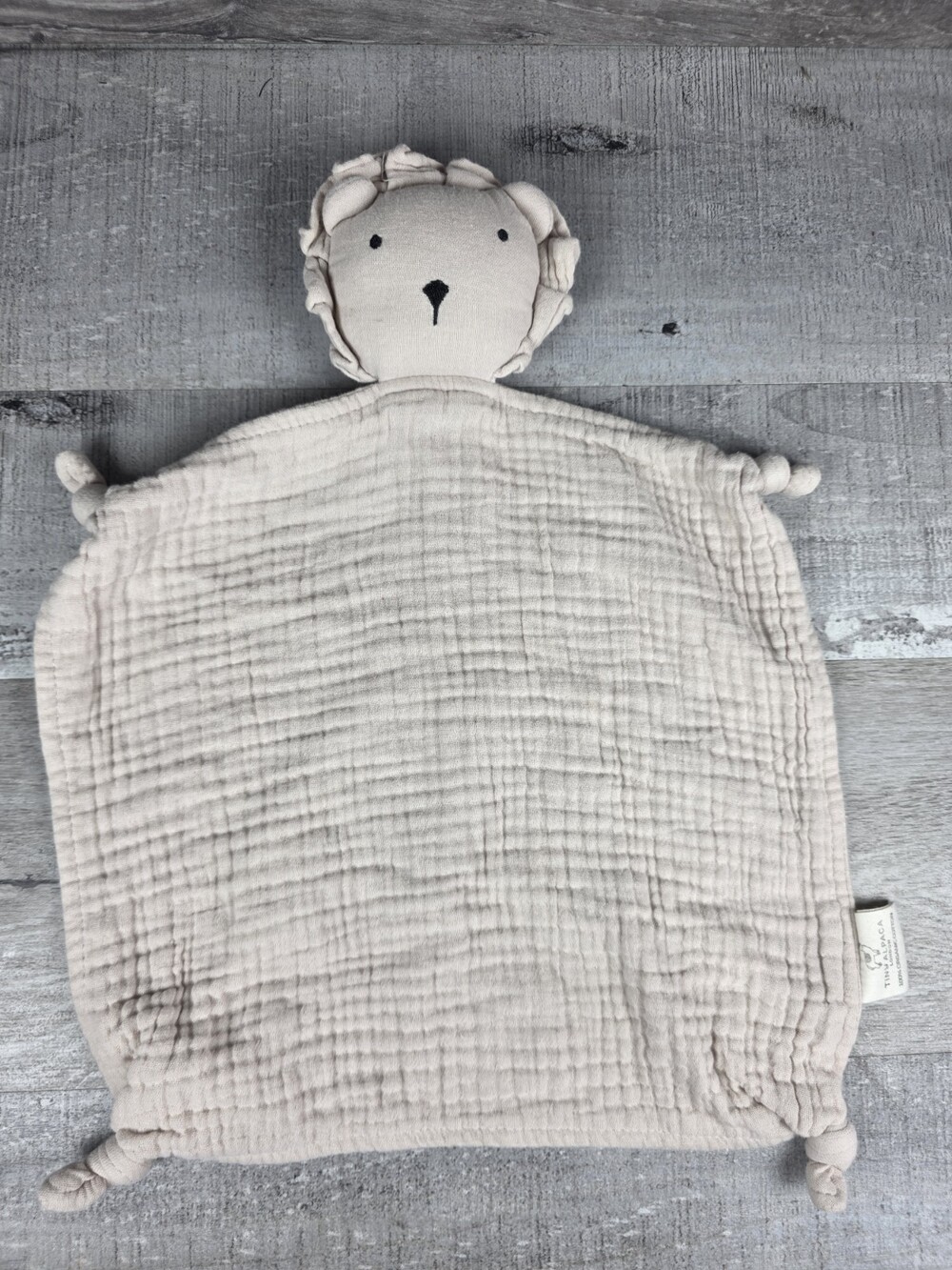 Tiny Alpaca London Lovey Comforter Oatmeal Lion Organic Cotton Muslin Lovie g76